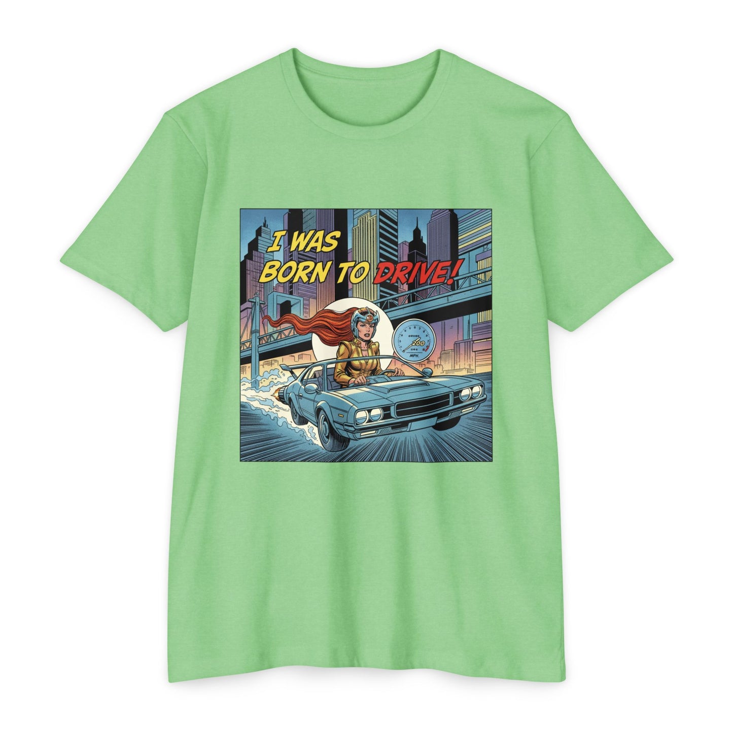I Was Born to Drive Retro Comic Car T-Shirt