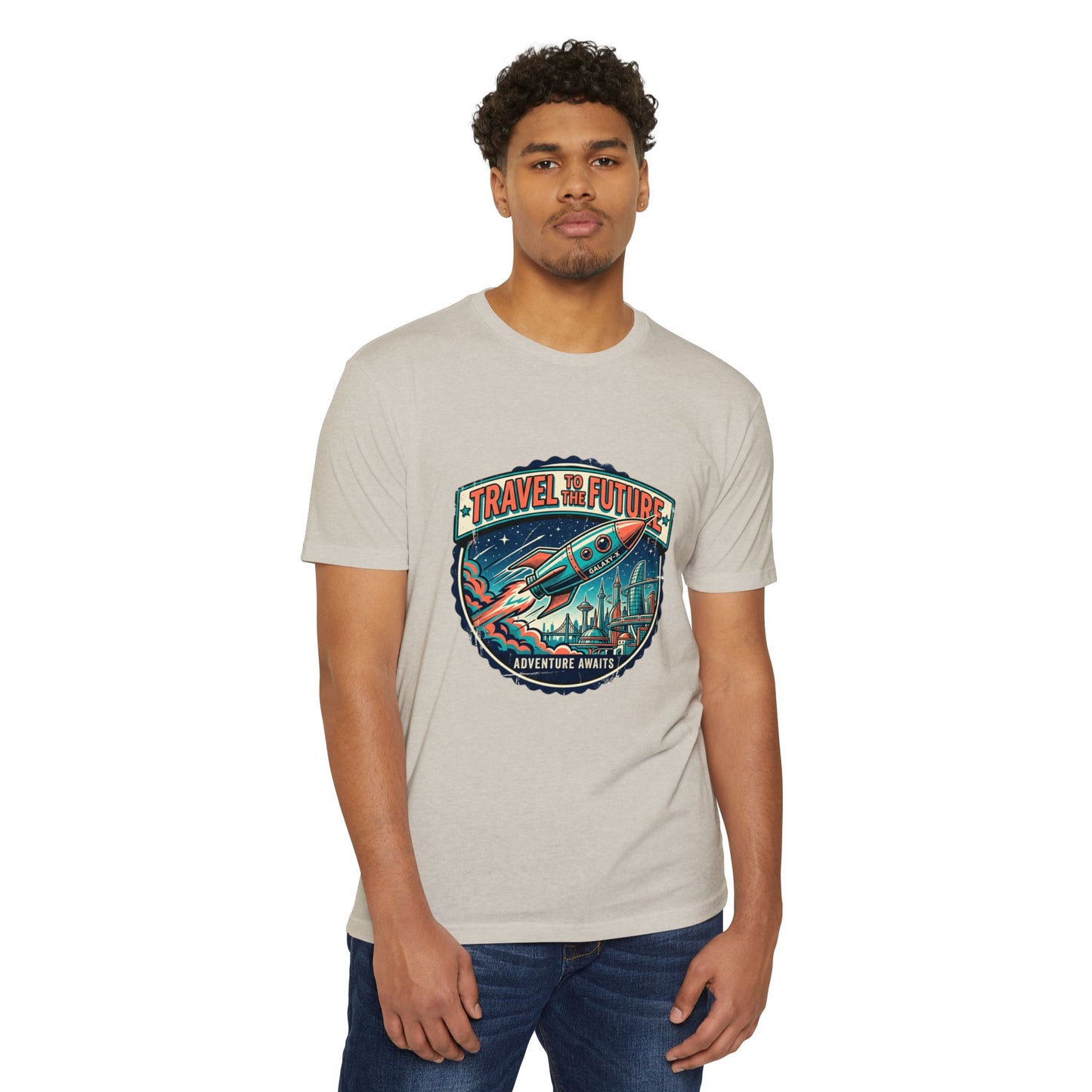 Travel the Future Rocket T-Shirt — Adventure Awaits Vintage Space Tee