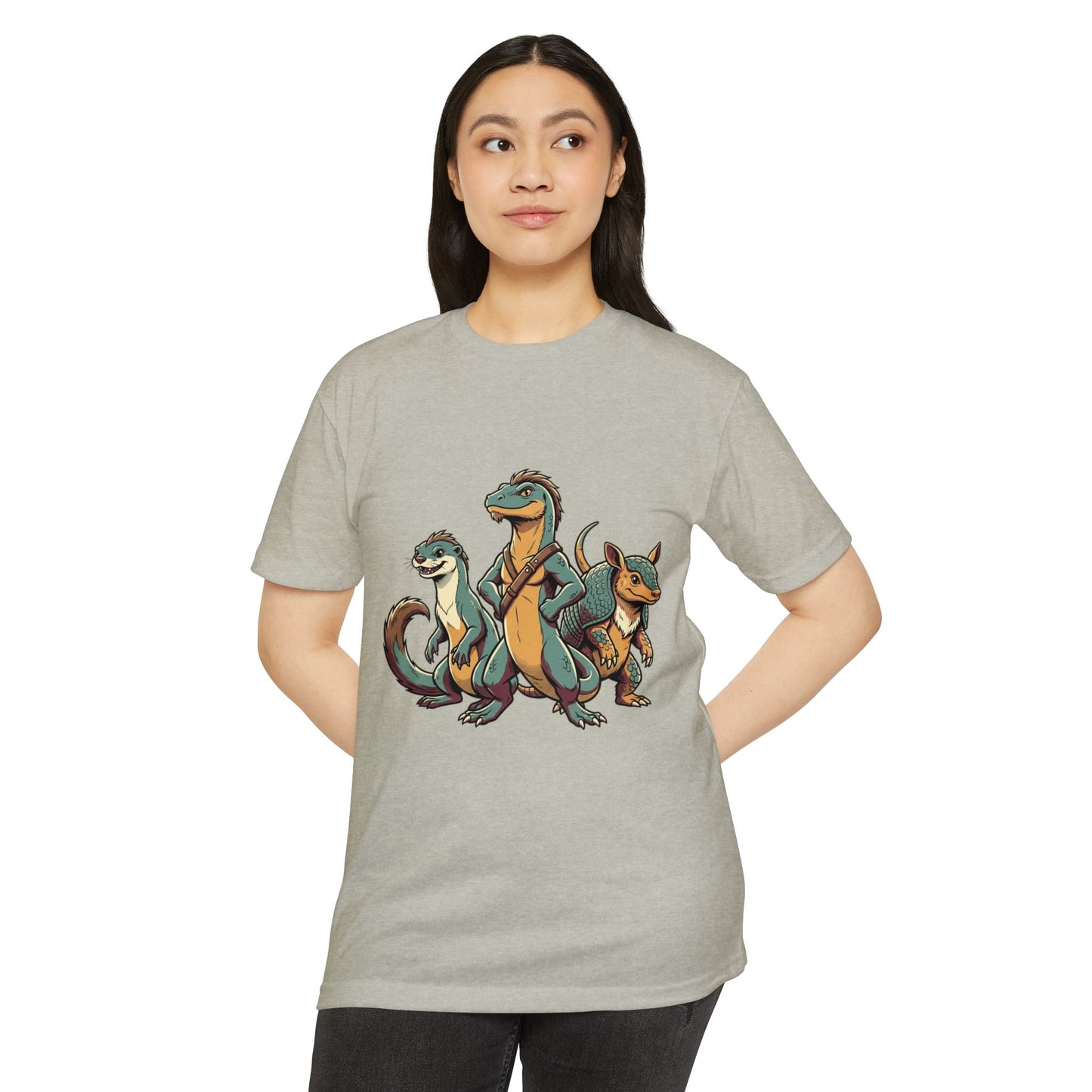 Retro Trio Dino Velociraptor T-Shirt — Cute Cartoon Dino Tee