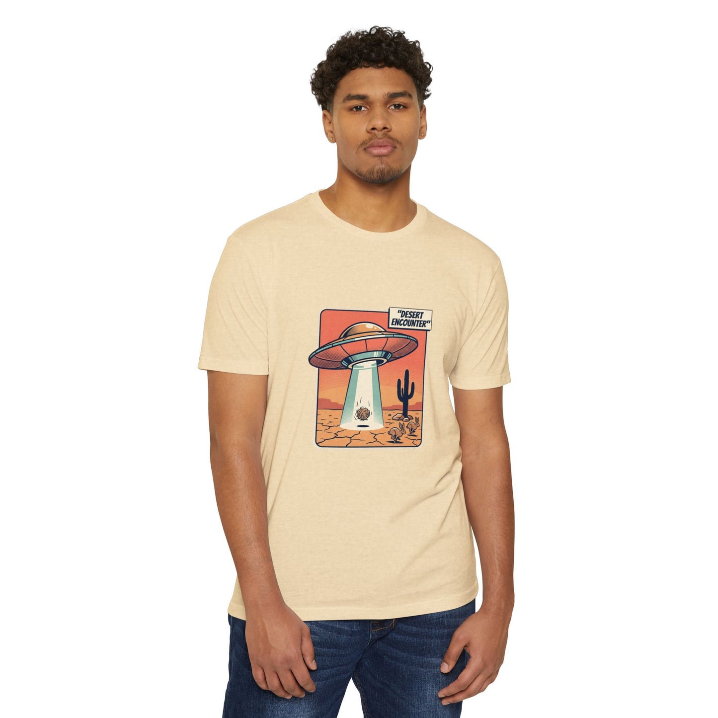 Desert Encounter T-Shirt – Retro UFO Alien Abduction Tee