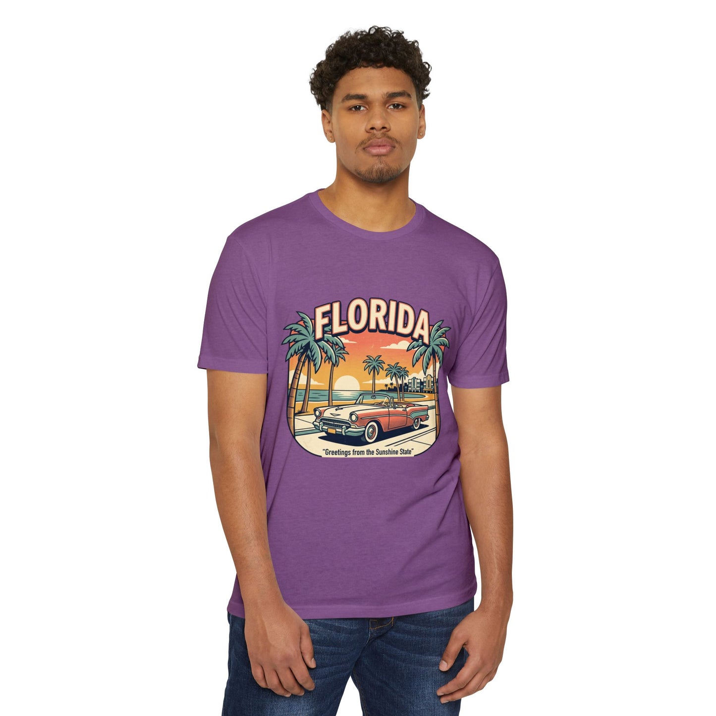 Florida Vintage Sunset T-Shirt — "Greetings from the Sunshine State"