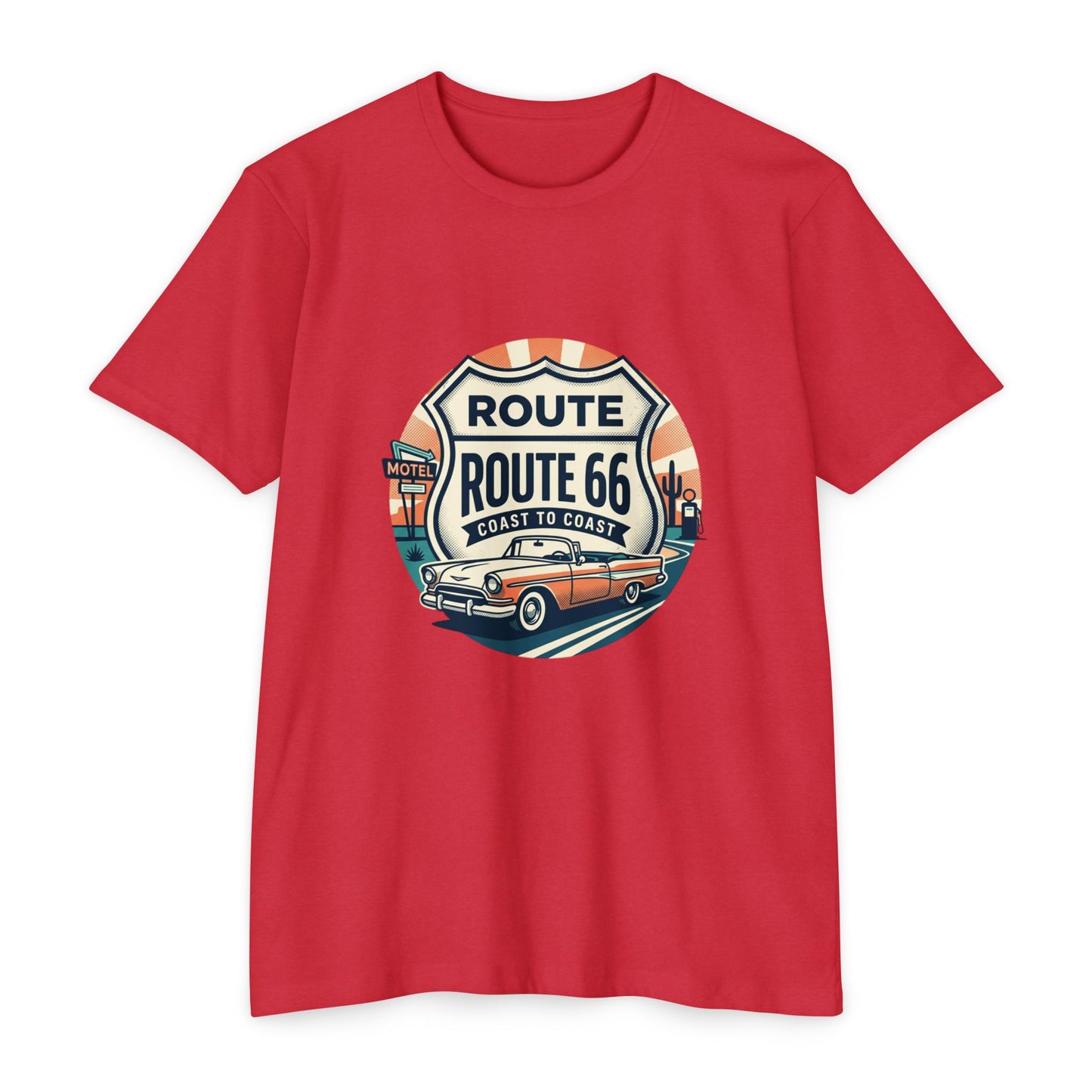 Route 66 Vintage Car T-Shirt — Classic Road Trip Retro Tee