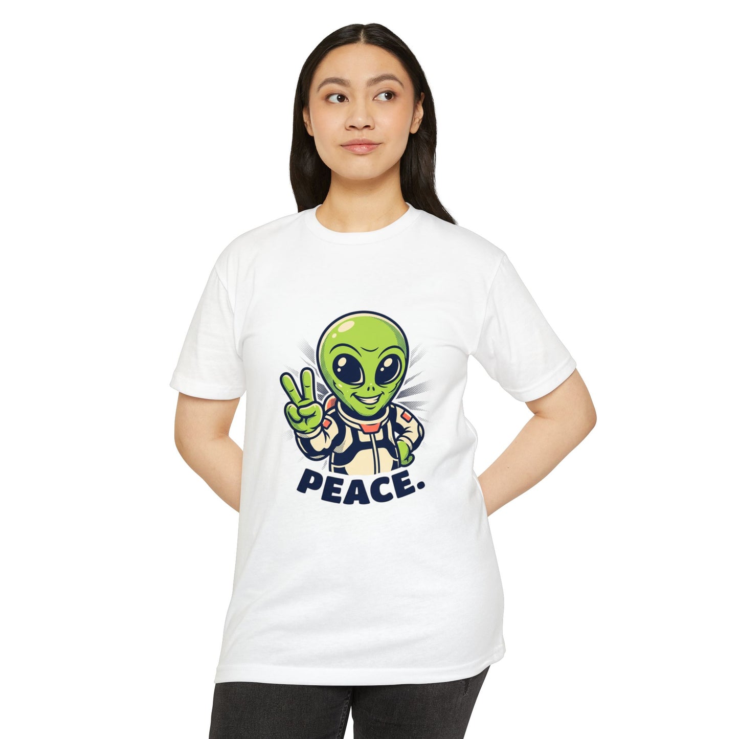Alien Peace T-Shirt — Cute Green Astronaut Giving Peace Sign