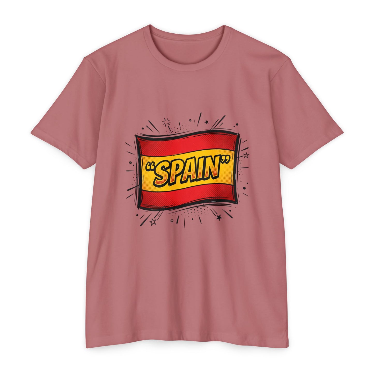 Spain Retro Comic Flag T-Shirt — 'SPAIN' Graphic Tee
