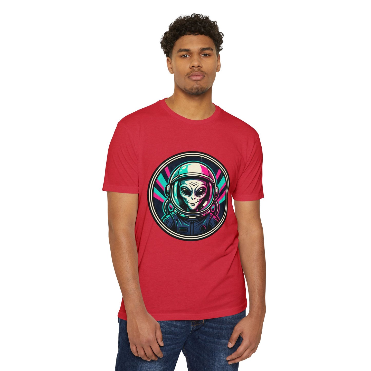 Alien Astronaut Neon Space Crew T‑Shirt