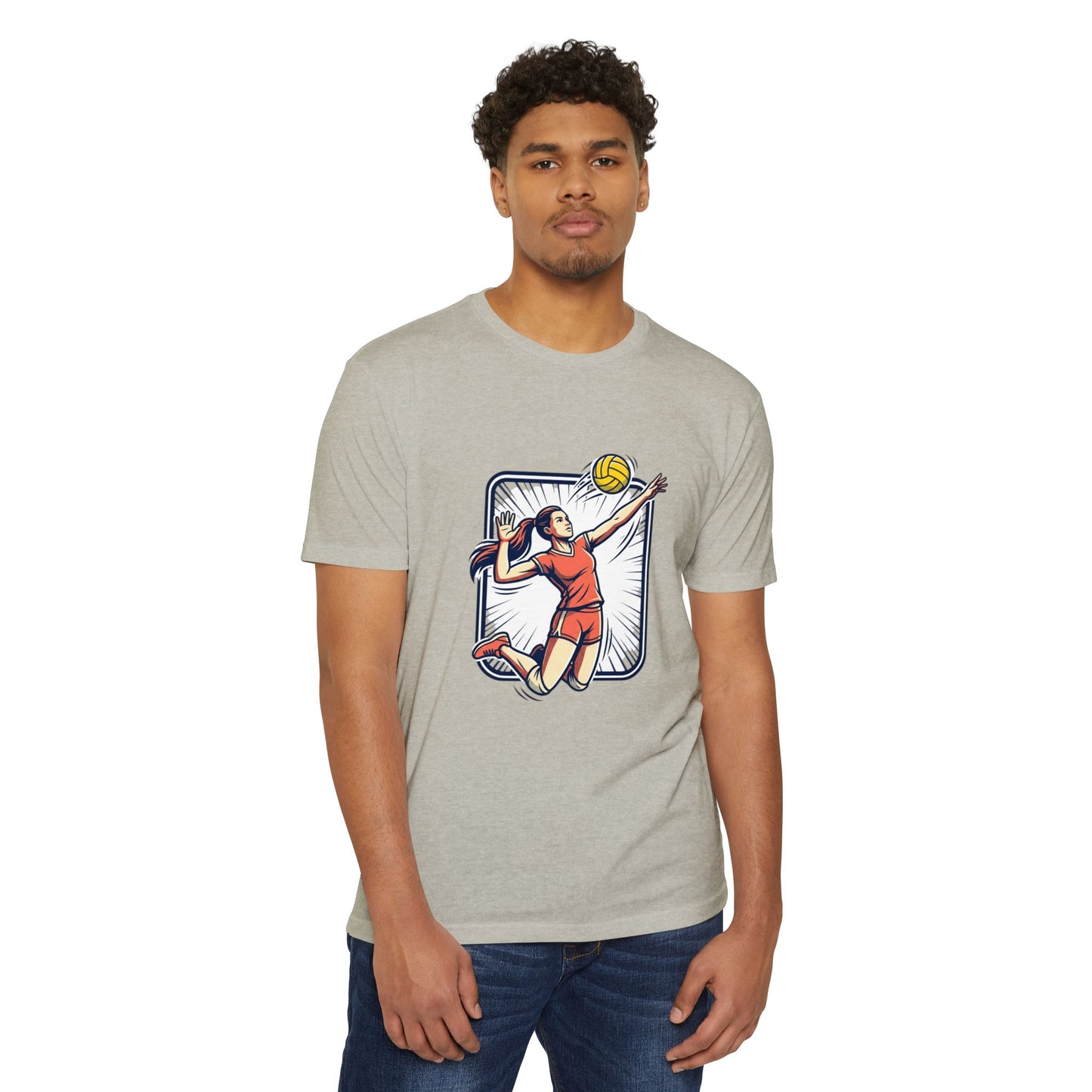 Volleyball Spike Graphic T-Shirt — Female Player Action Tee