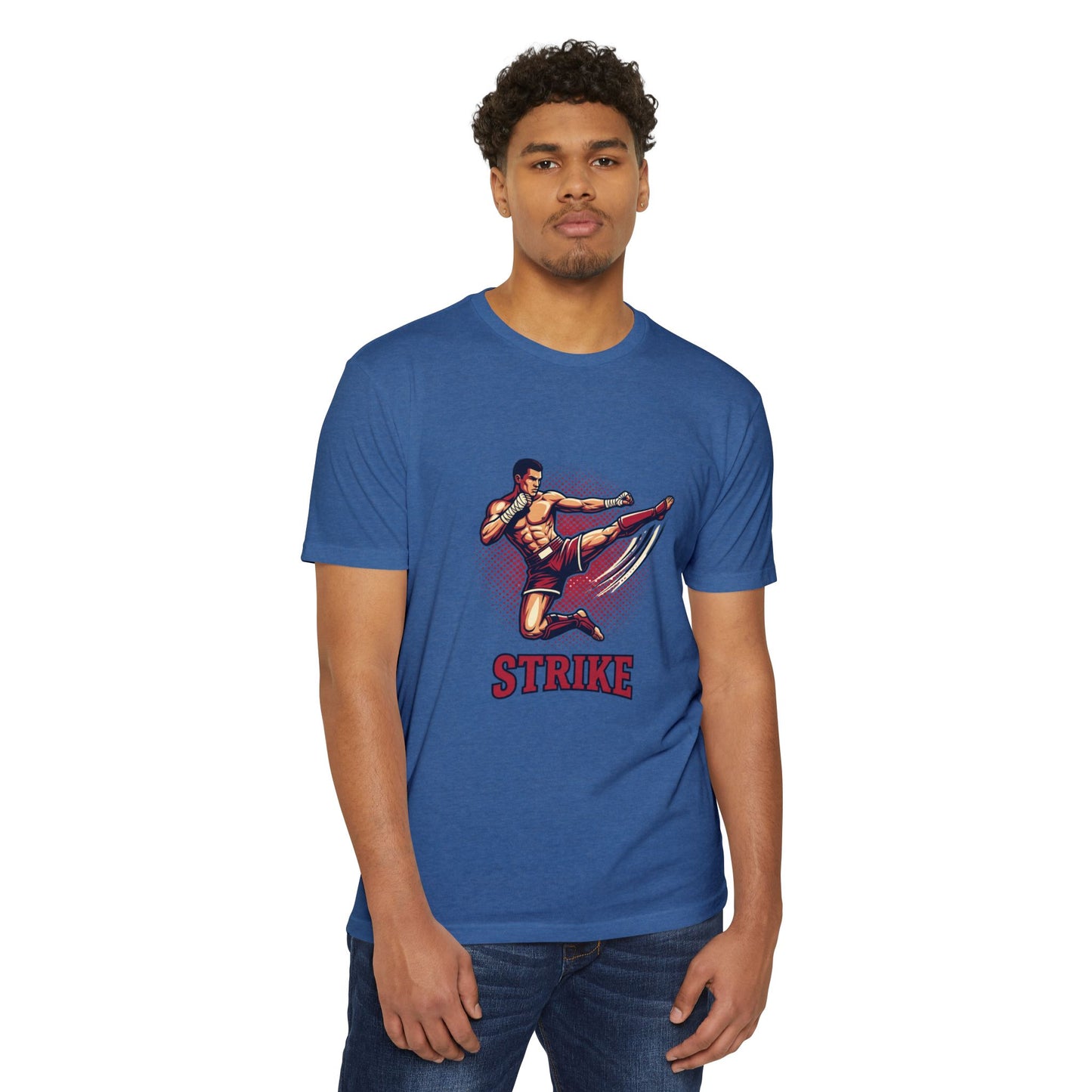 Camiseta de Chute de Artes Marciais — Camiseta Gráfica Retrô 'STRIKE' de Lutador