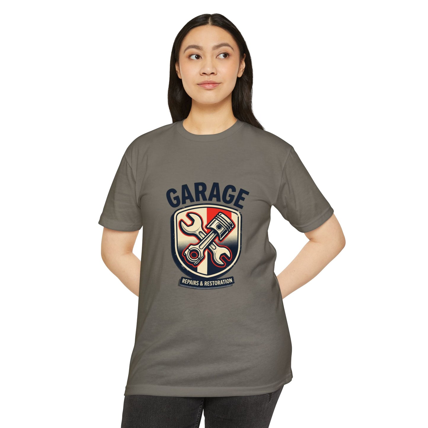 Garage Repairs & Restoration T-Shirt — Mechanic Tools Crest Tee
