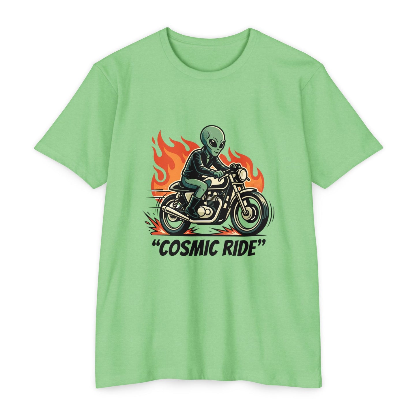 Cosmic Ride Alien Motorcycle T‑Shirt — Retro Biker Tee