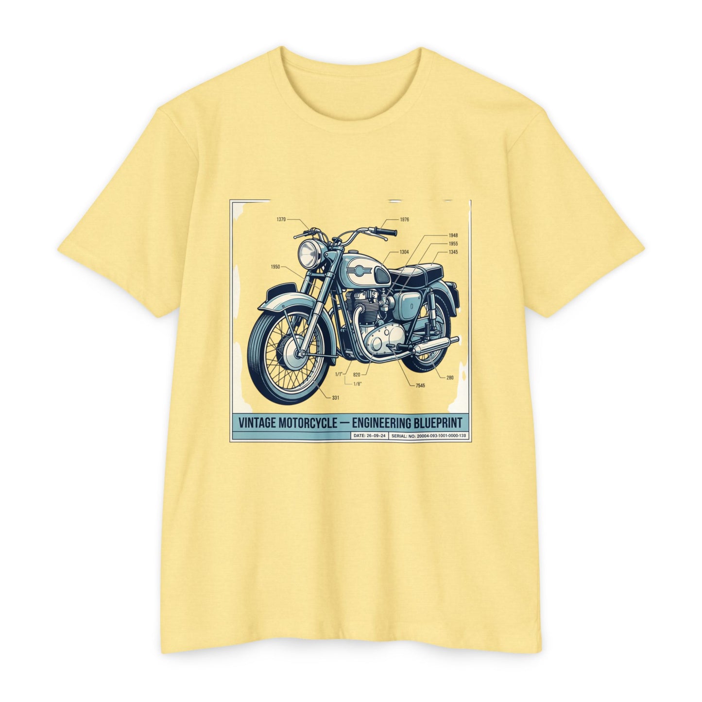 Vintage Motorcycle Blueprint T-Shirt — Classic Engineering Bike Tee