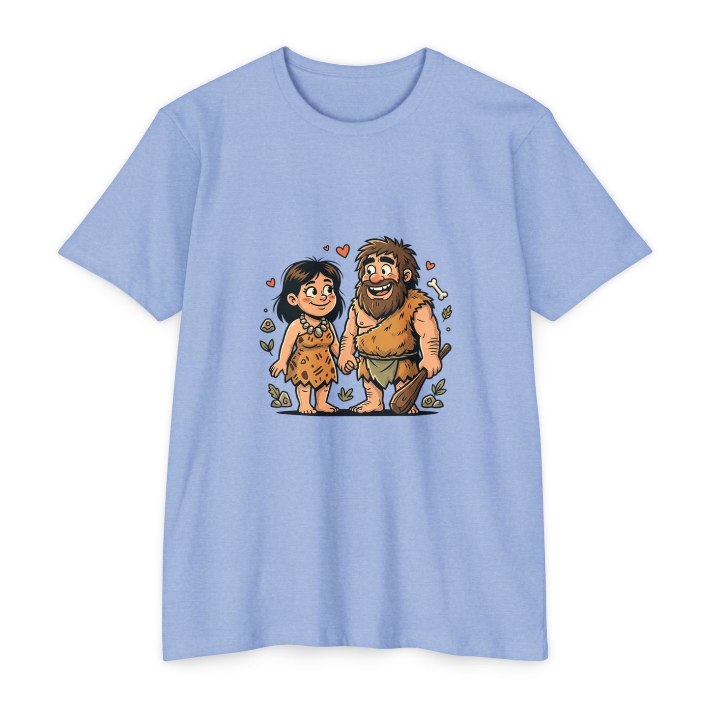 Caveman Couple Cartoon T-Shirt — Cute Prehistoric Love Graphic Tee