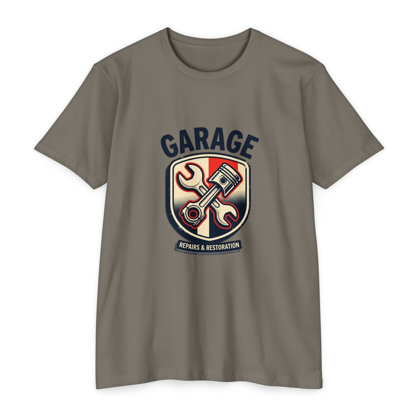 Garage Repairs & Restoration T-Shirt — Mechanic Tools Crest Tee