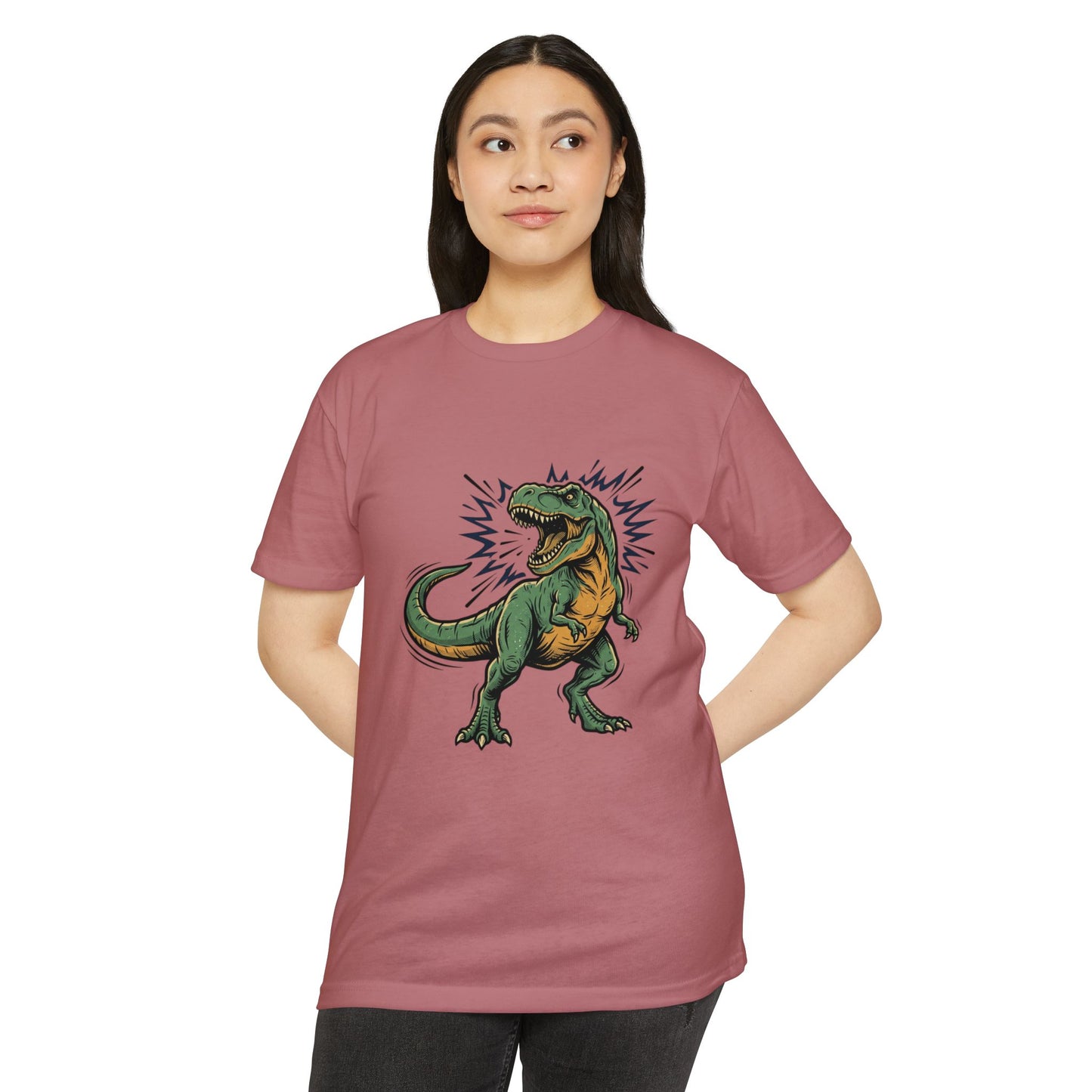 Camiseta — Camiseta retro con ilustración de T-Rex rugiendo