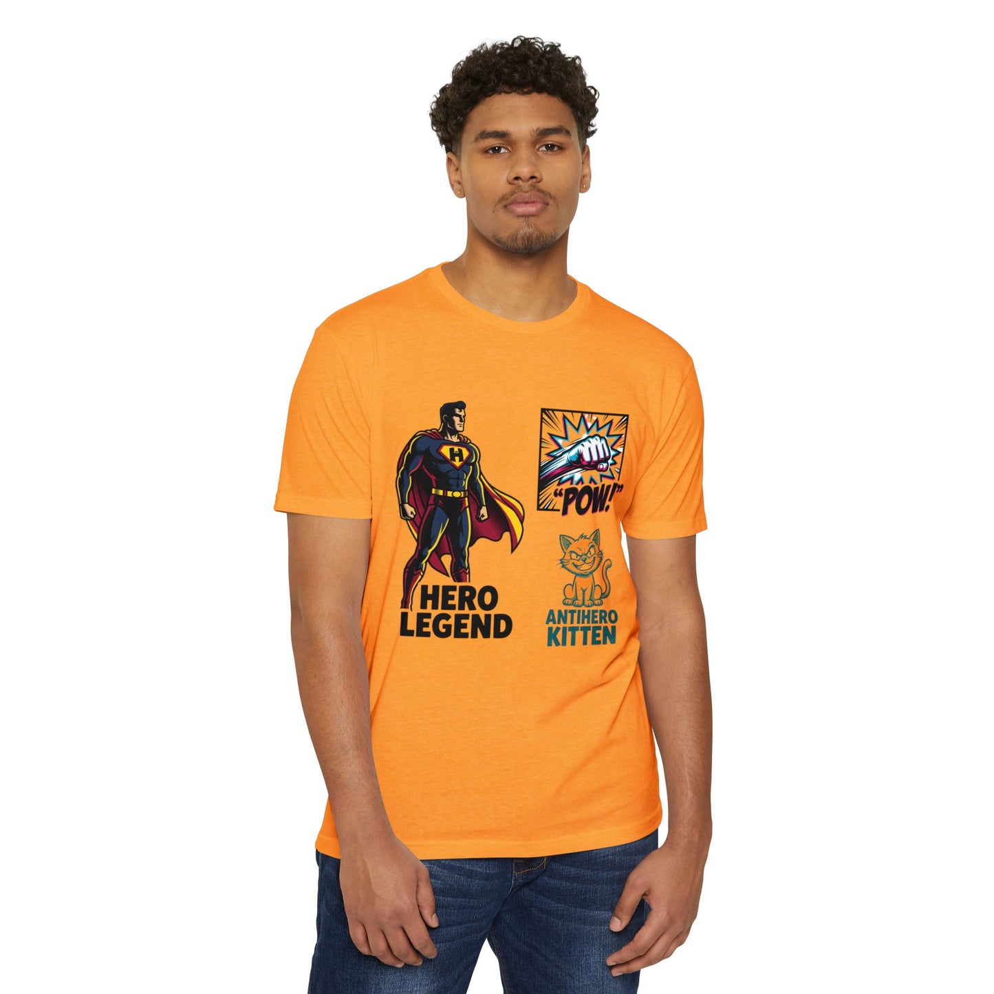 Hero Legend vs Antihero Kitten T-Shirt — Funny Comic Superhero Tee