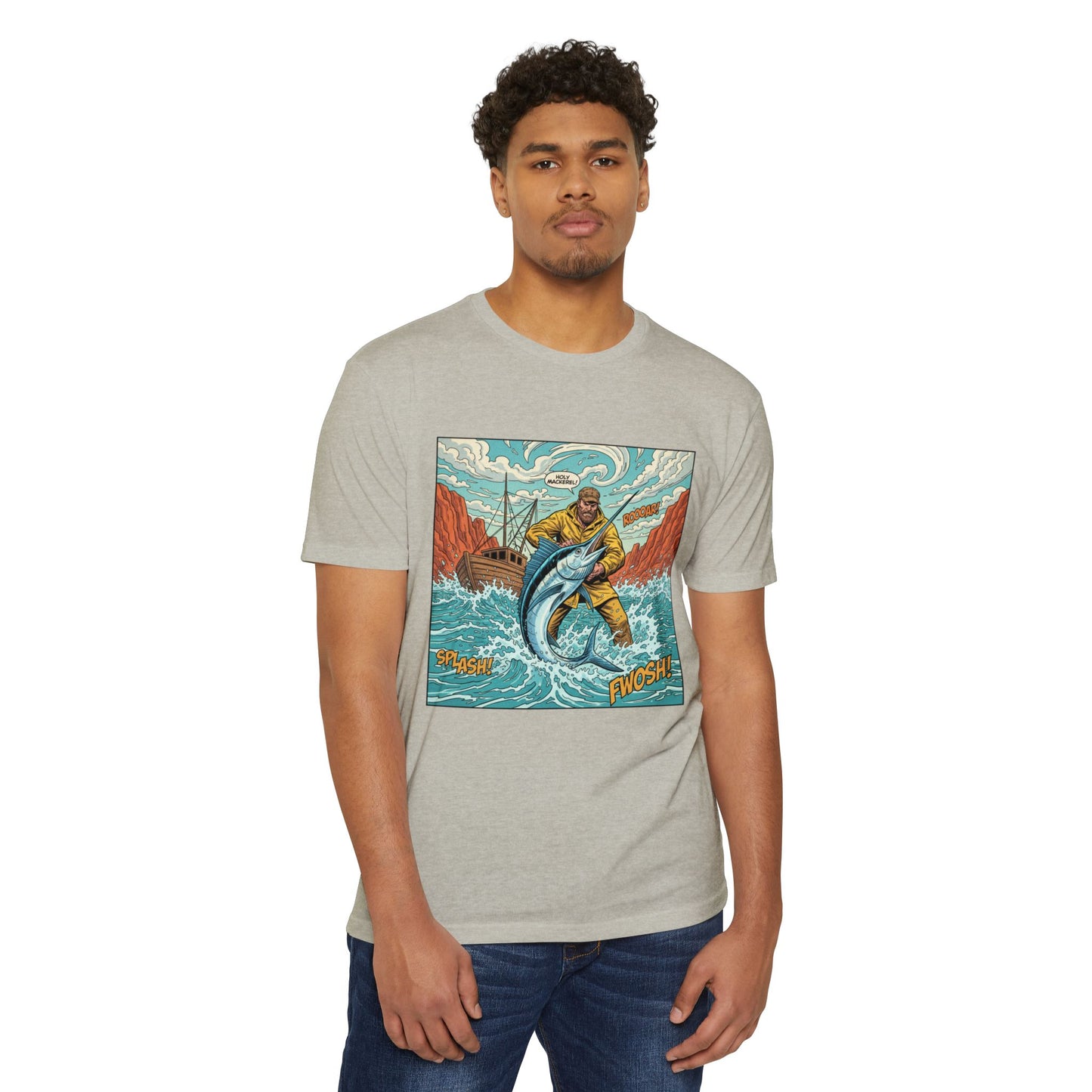 Retro Fisherman 'FWOSH' Fishing Graphic T-Shirt