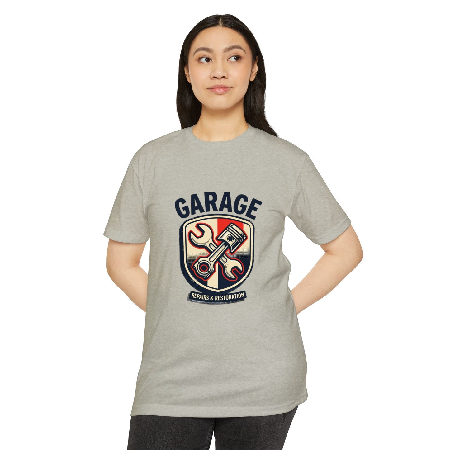 Garage Repairs & Restoration T-Shirt — Mechanic Tools Crest Tee