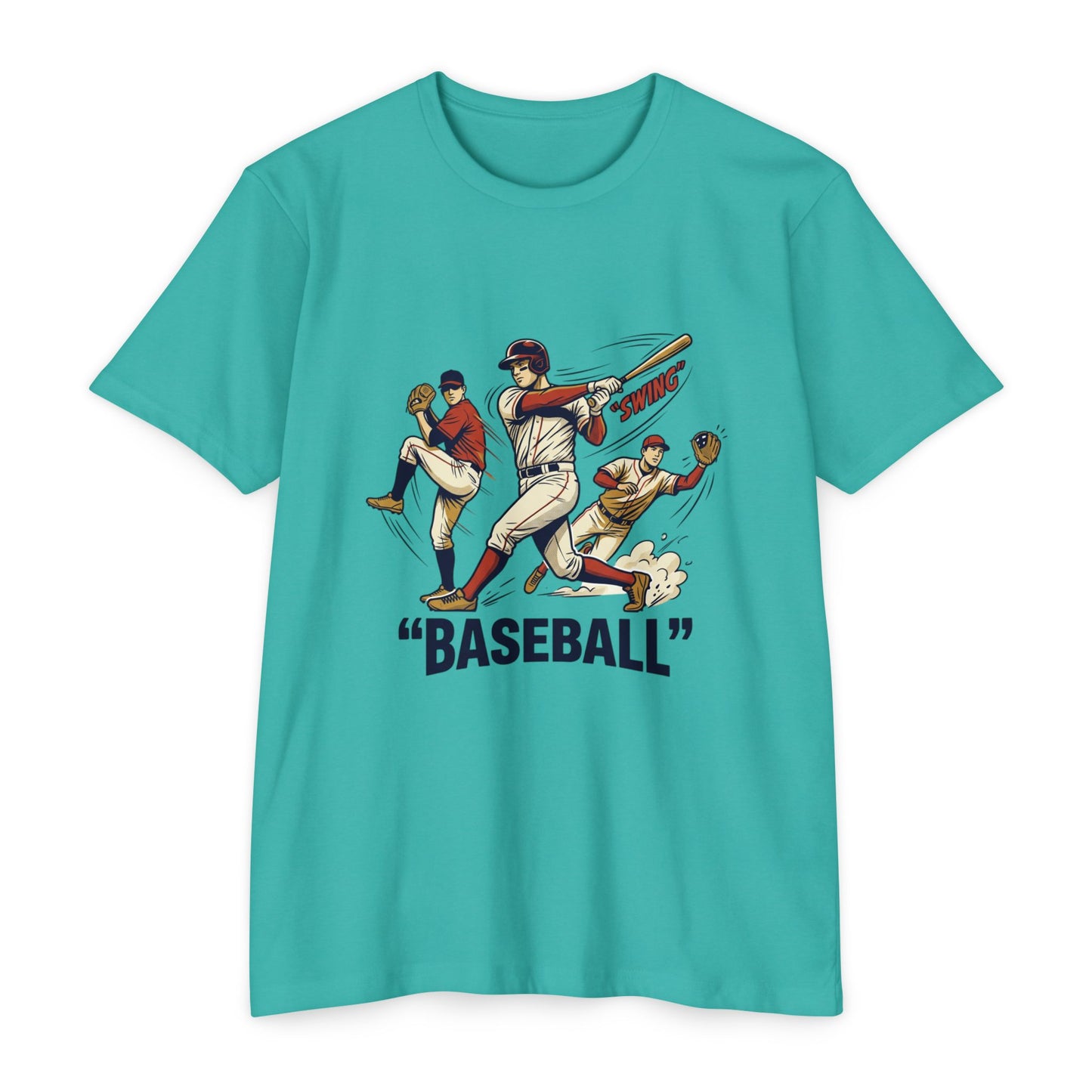 Vintage Baseball Players Tee – Retro 'BASEBALL' Graphic T-Shirt
