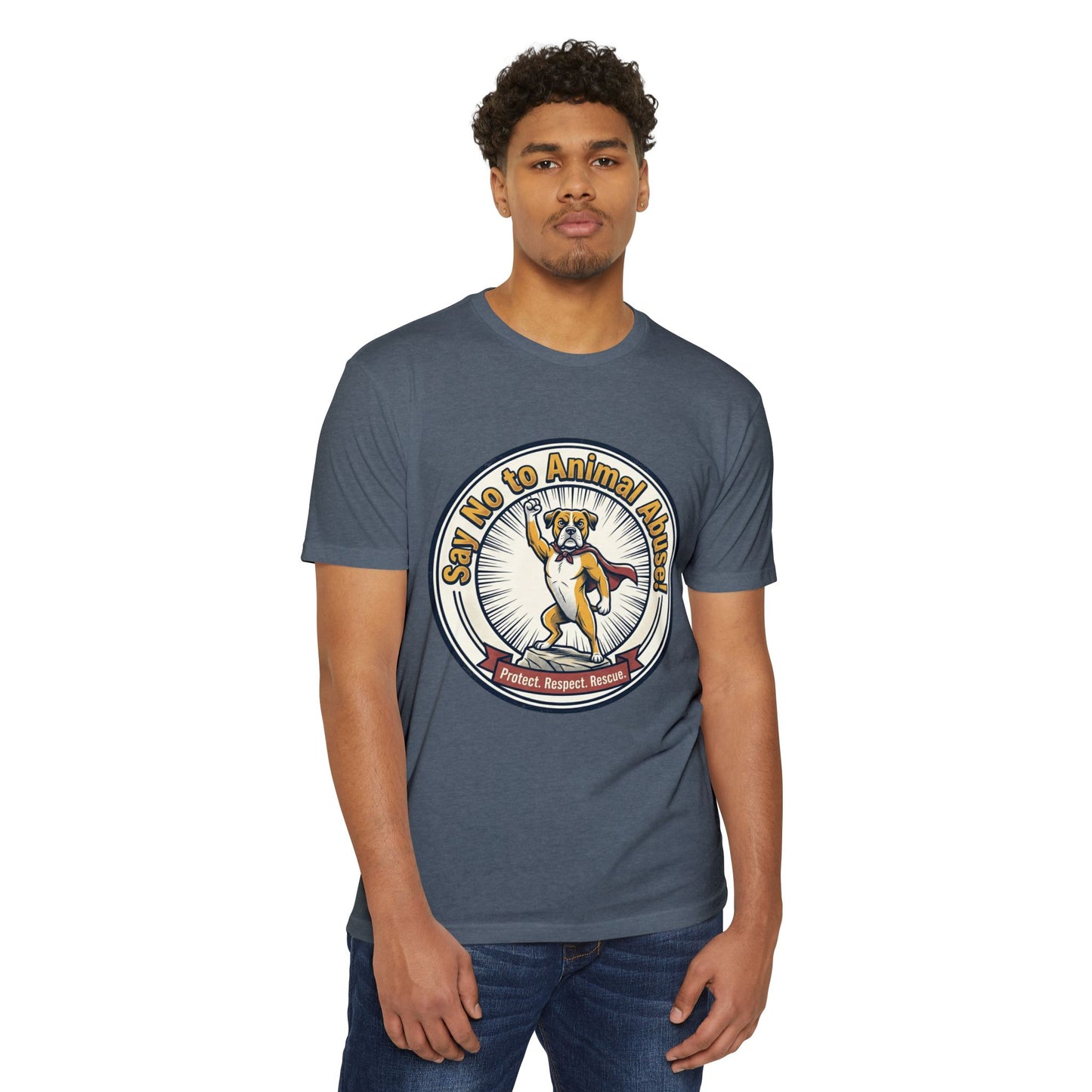 Say No to Animal Abuse T-Shirt – Protect, Respect, Rescue Animal Rights Tee