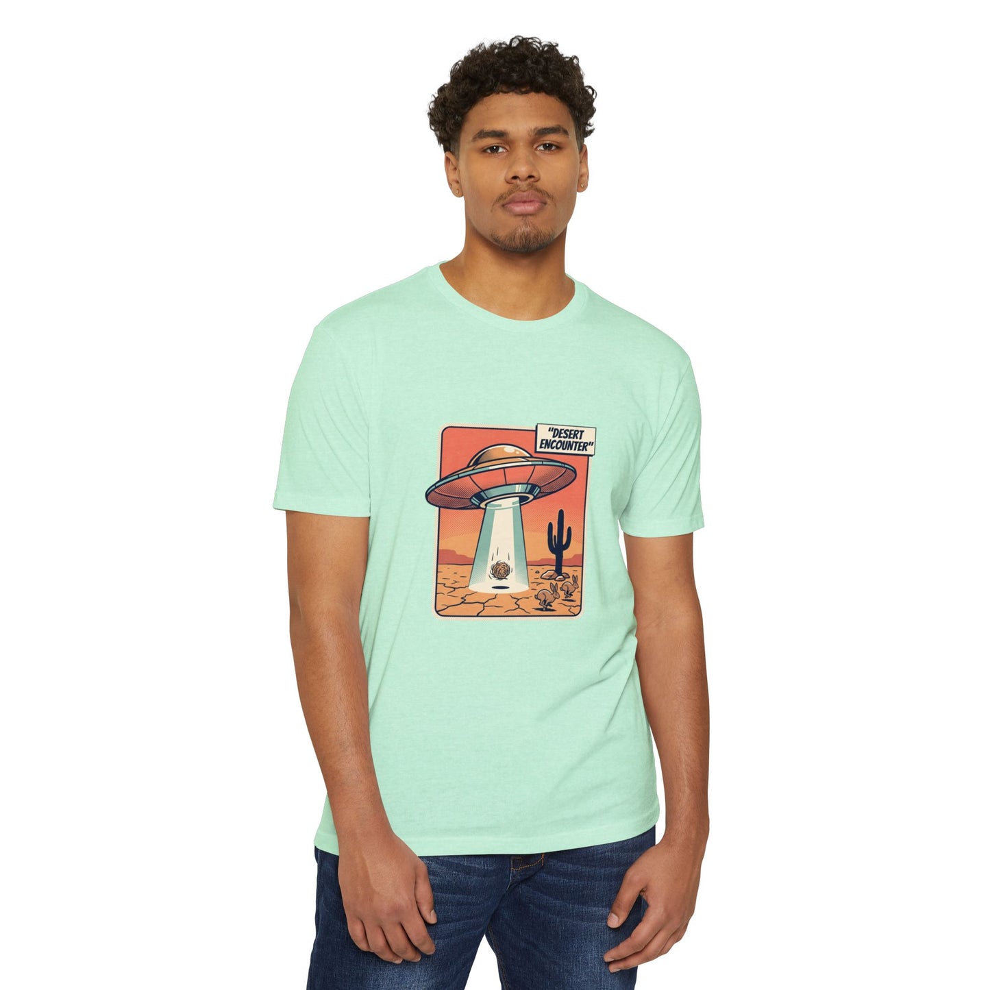 Desert Encounter T-Shirt – Retro UFO Alien Abduction Tee