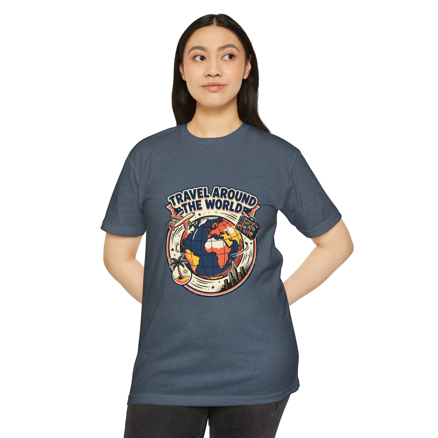 Vintage 'Travel Around the World' Globe Adventure T-Shirt