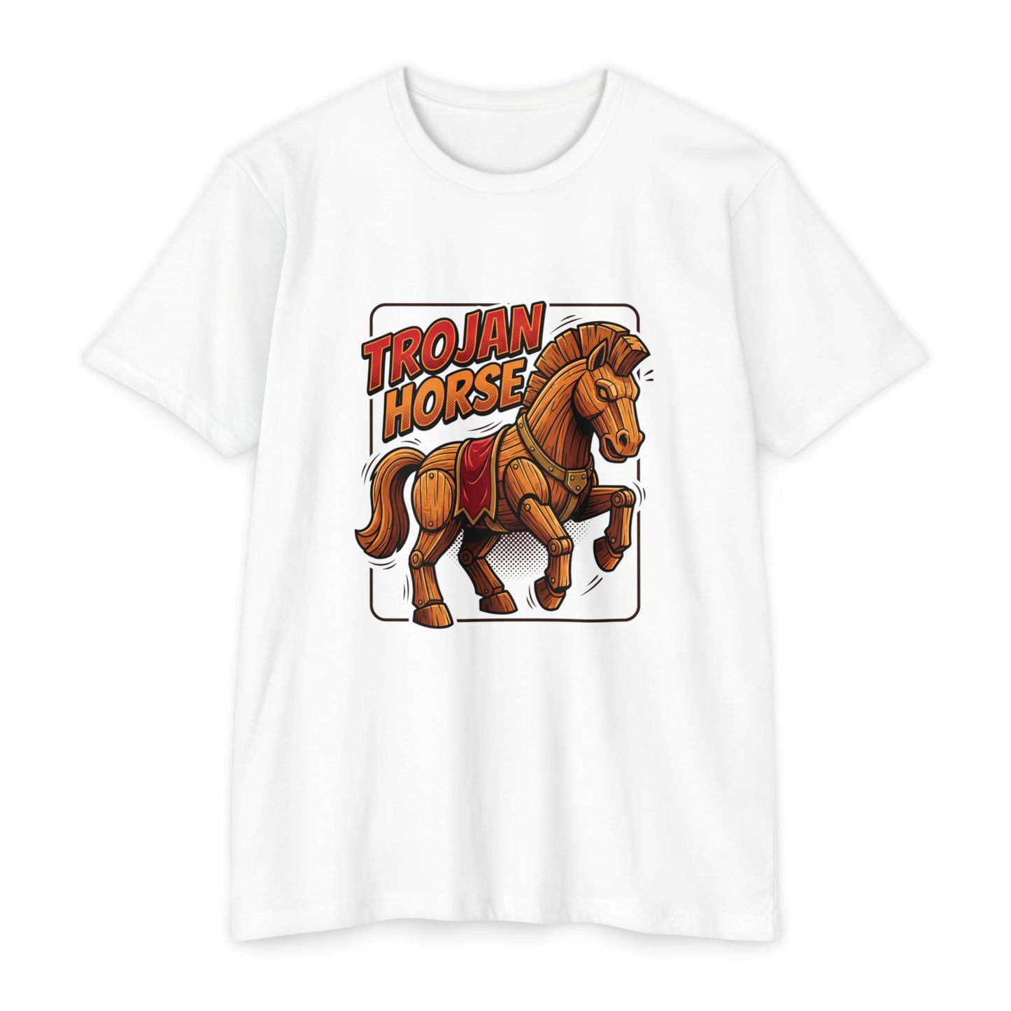 Trojan Horse Graphic Tee - Vintage Wooden Horse Illustration T-Shirt
