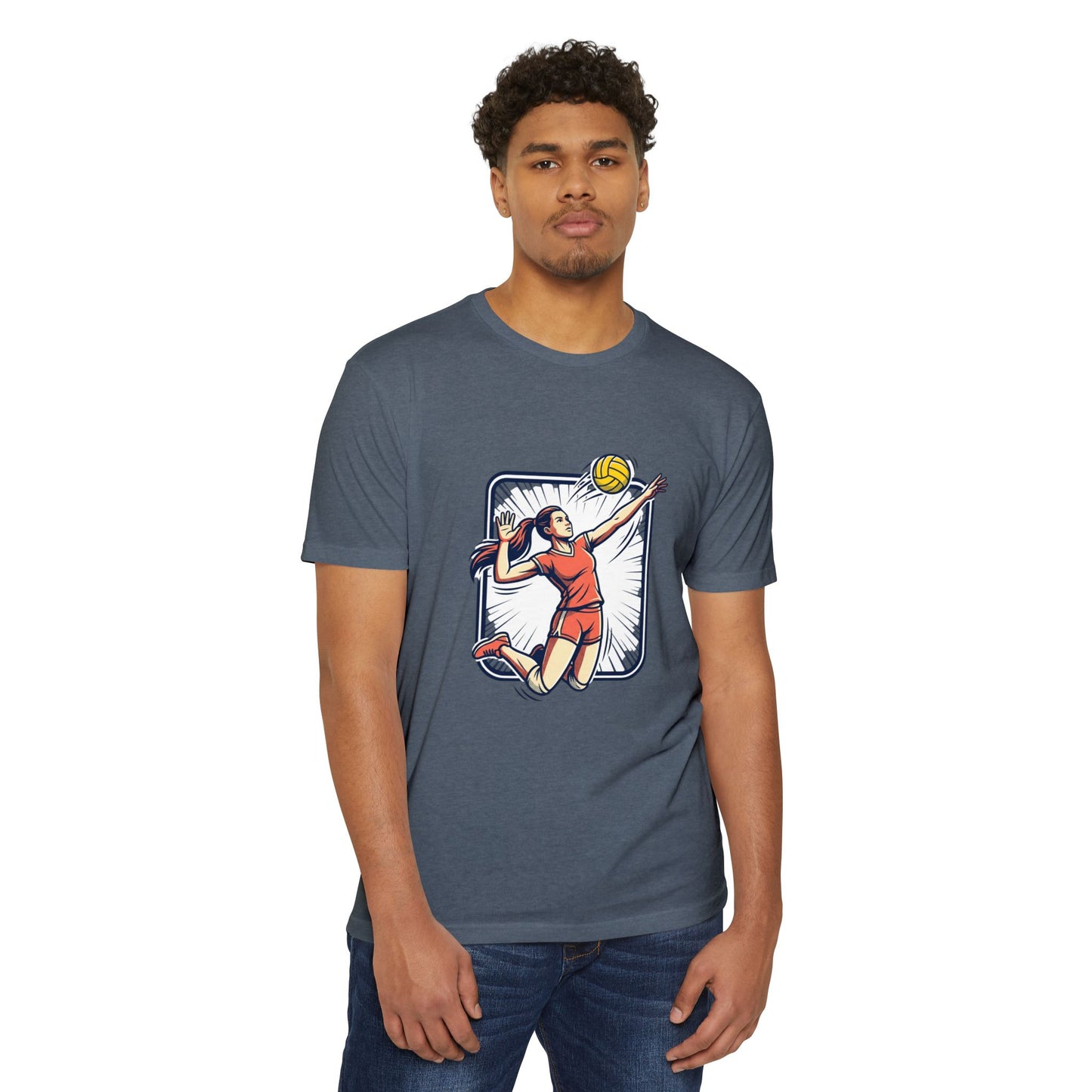 Volleyball Spike Graphic T-Shirt — Female Player Action Tee