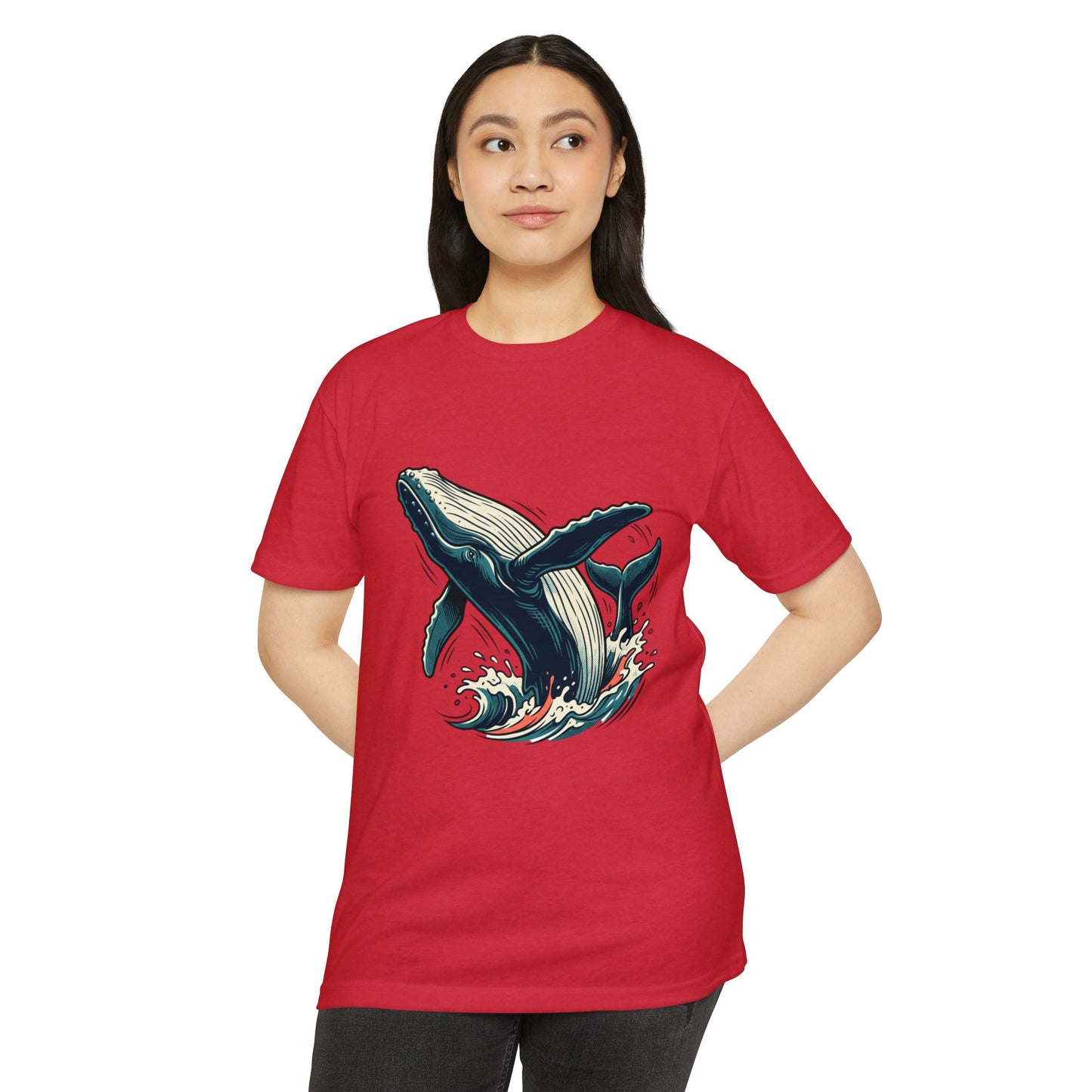Whale Wave Graphic T-Shirt — Ocean Humpback Illustration Tee