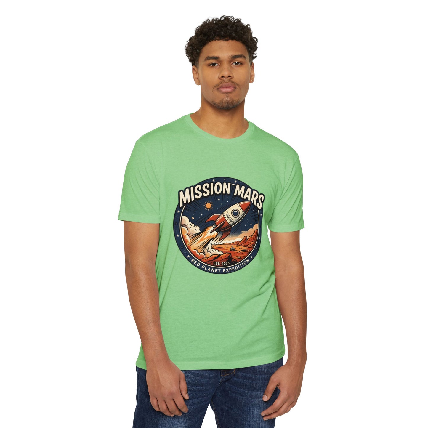 Mission Mars Rocket T‑Shirt — Retro Red Planet Expedition Tee