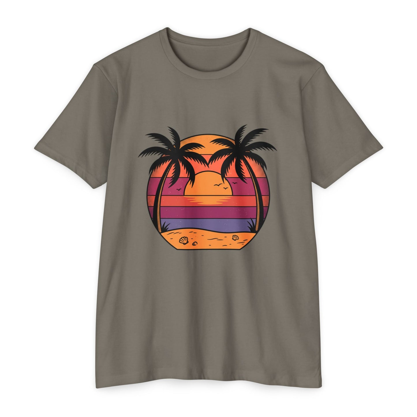 Sunset Palm Beach T-Shirt — Retro Tropical Sunset Graphic