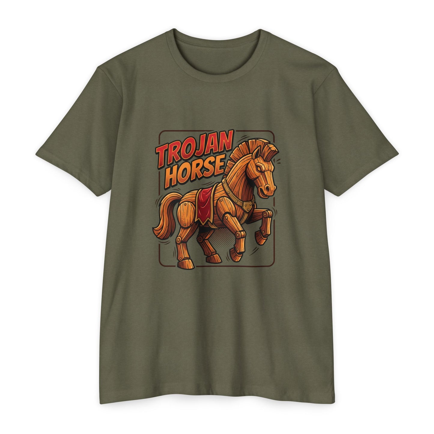 Trojan Horse Graphic Tee - Vintage Wooden Horse Illustration T-Shirt