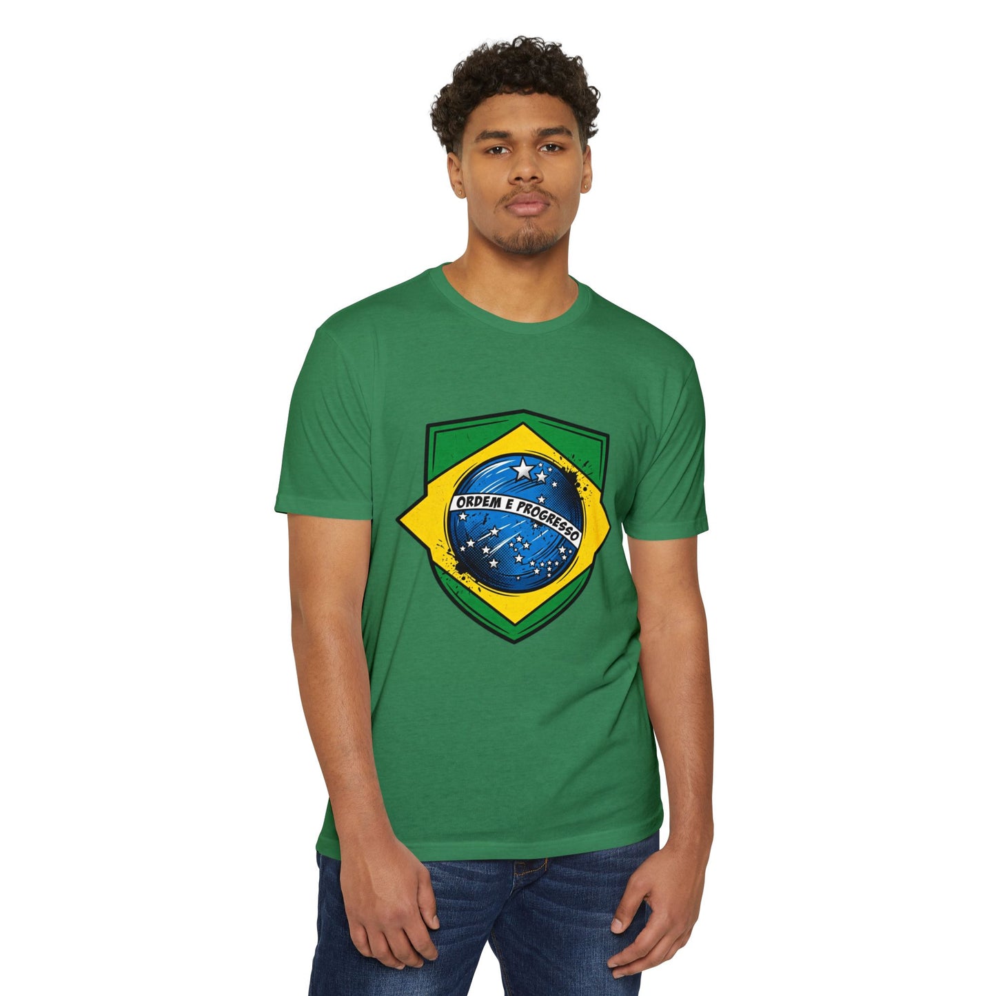 Brazil Flag Crest T-Shirt — Brazilian Soccer/Patriot Pride Tee