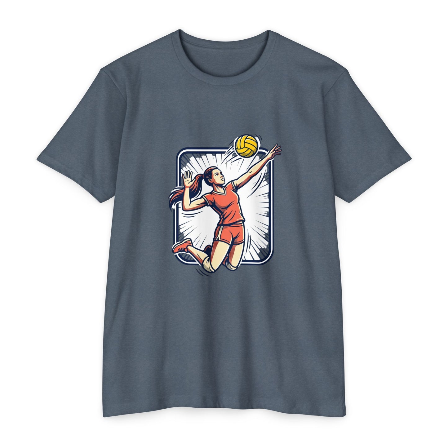 Volleyball Spike Graphic T-Shirt — Female Player Action Tee
