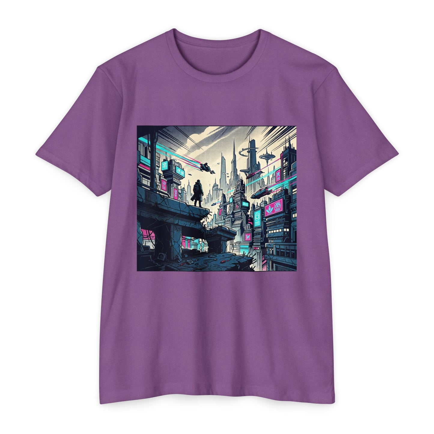 Cyberpunk Cityscape T-Shirt — Neon Futuristic Streetwear