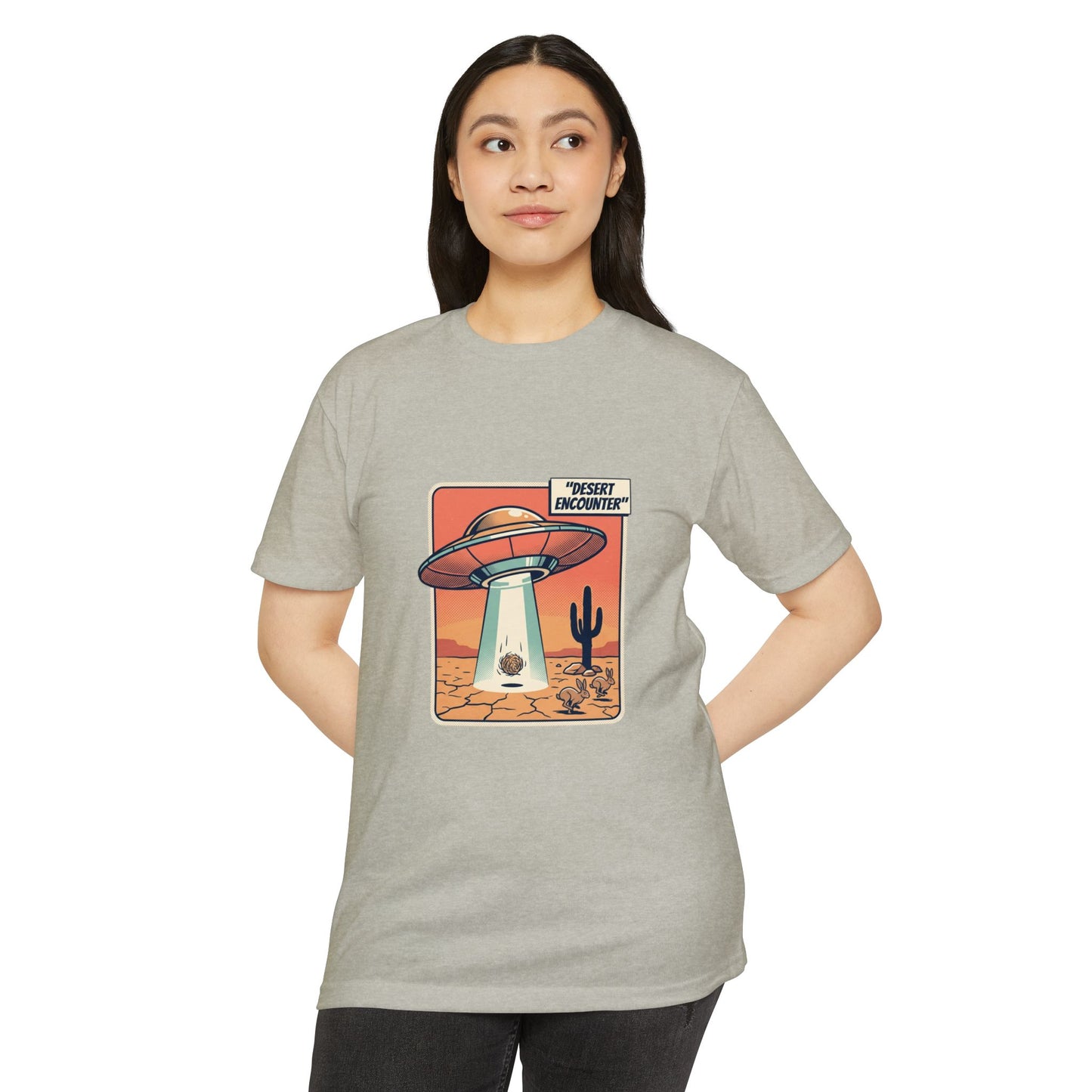 Desert Encounter T-Shirt – Retro UFO Alien Abduction Tee