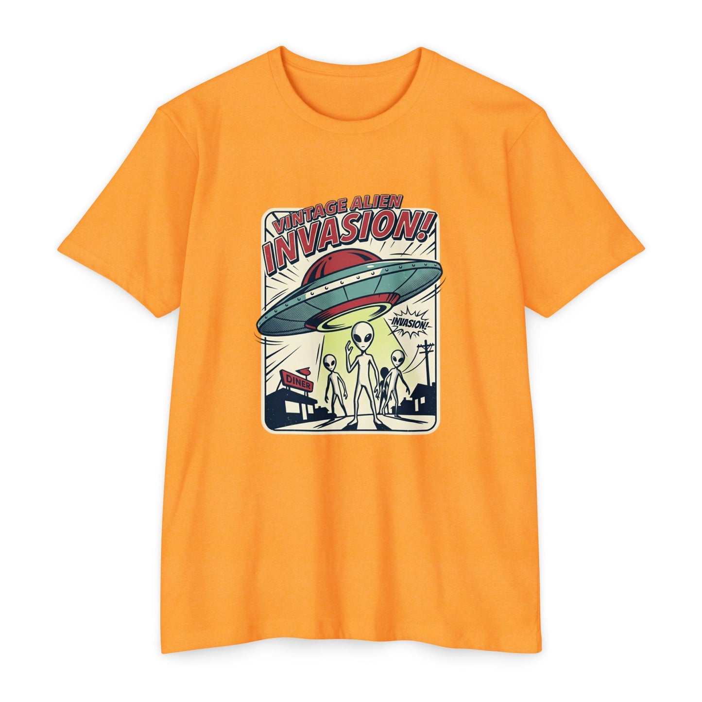 Alien Invasion Vintage UFO Sci‑Fi T-Shirt