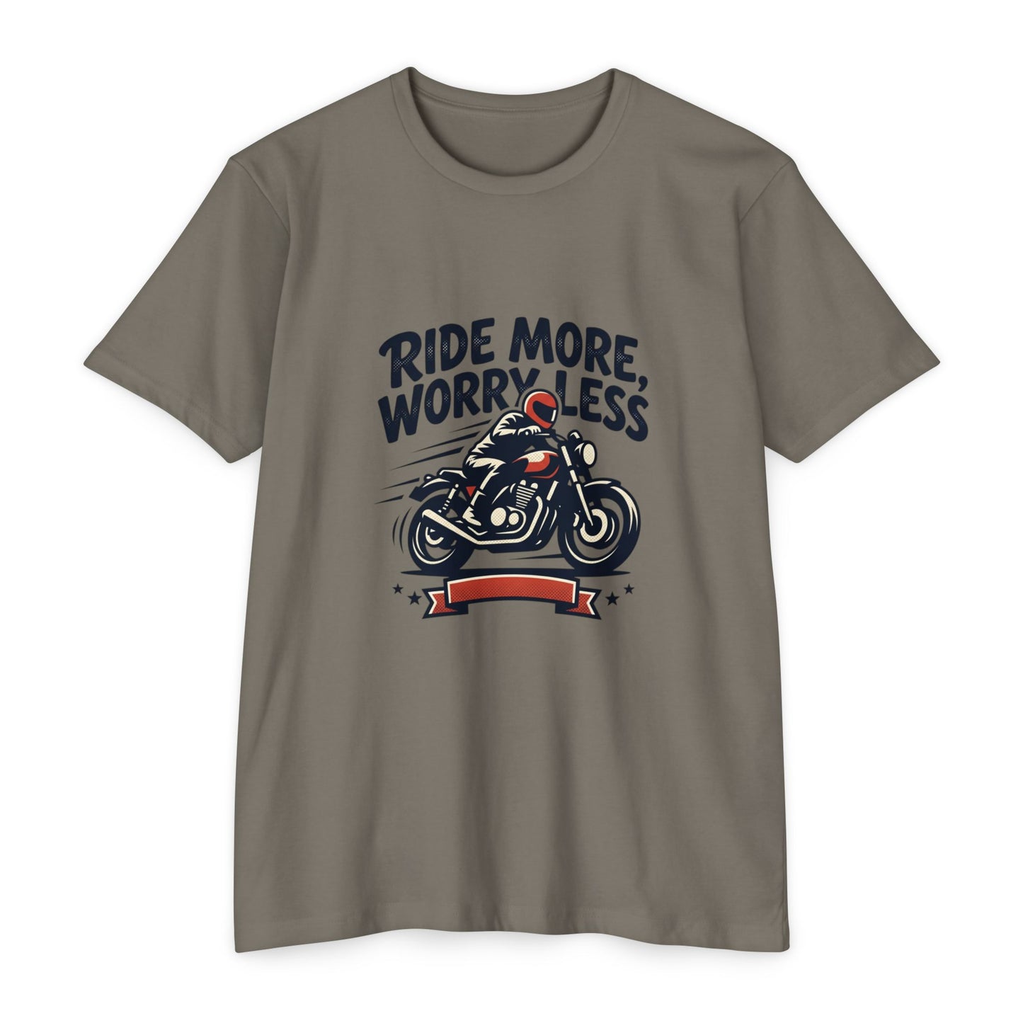 Ride More Worry Less Motorcycle T-Shirt — Biker Tee for Riders & Enthusiasts