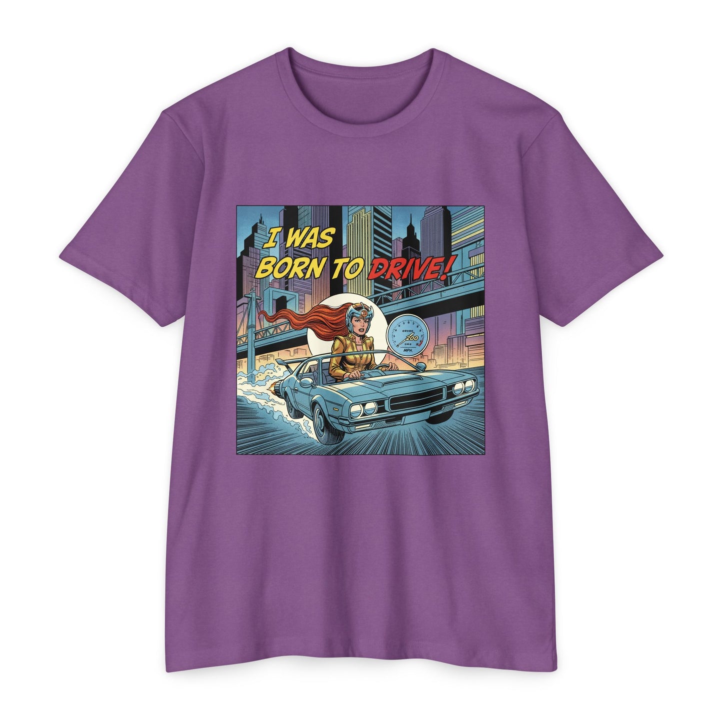 I Was Born to Drive Retro Comic Car T-Shirt