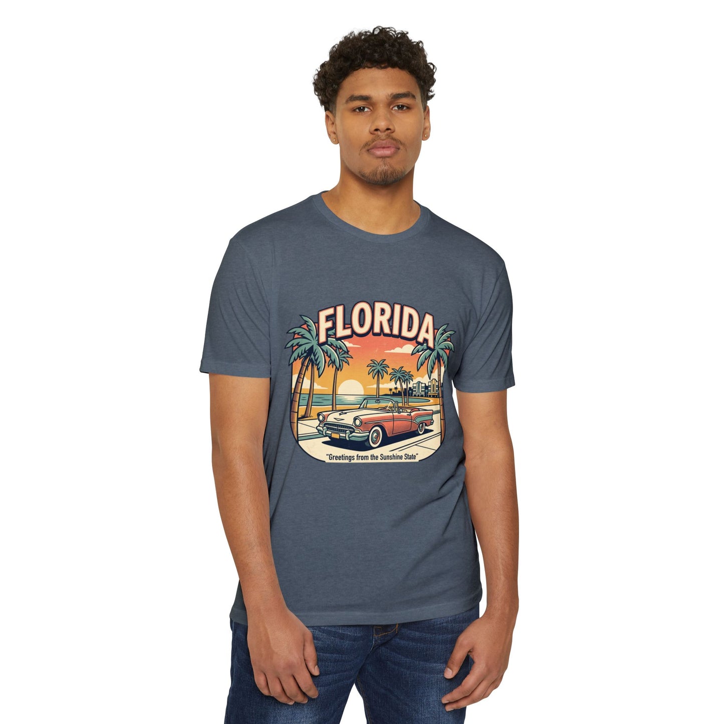 Florida Vintage Sunset T-Shirt — "Greetings from the Sunshine State"