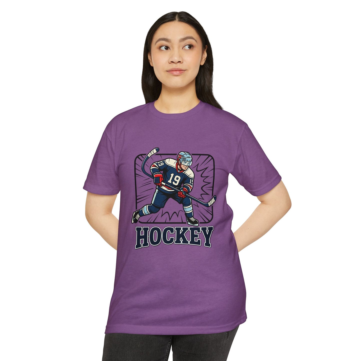 Hockey Player Graphic T-Shirt — Vintage Ice Hockey Jersey Tee