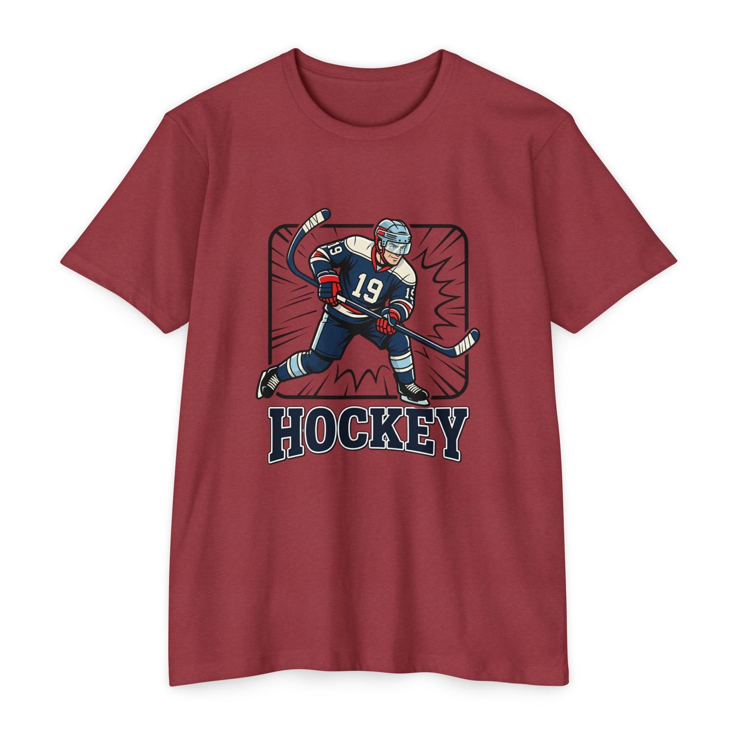 Hockey Player Graphic T-Shirt — Vintage Ice Hockey Jersey Tee
