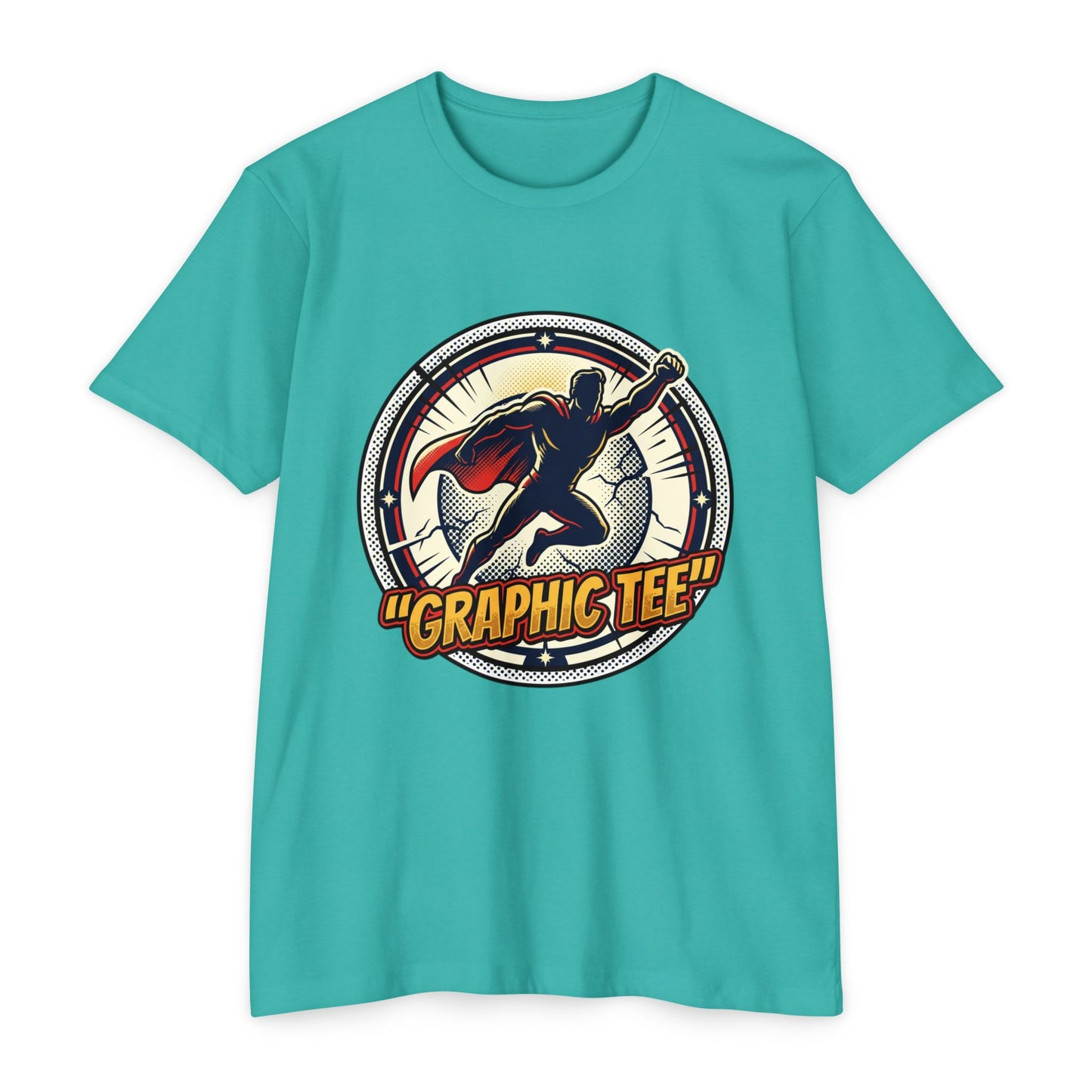 Retro Comic Superhero Cape Graphic Tee