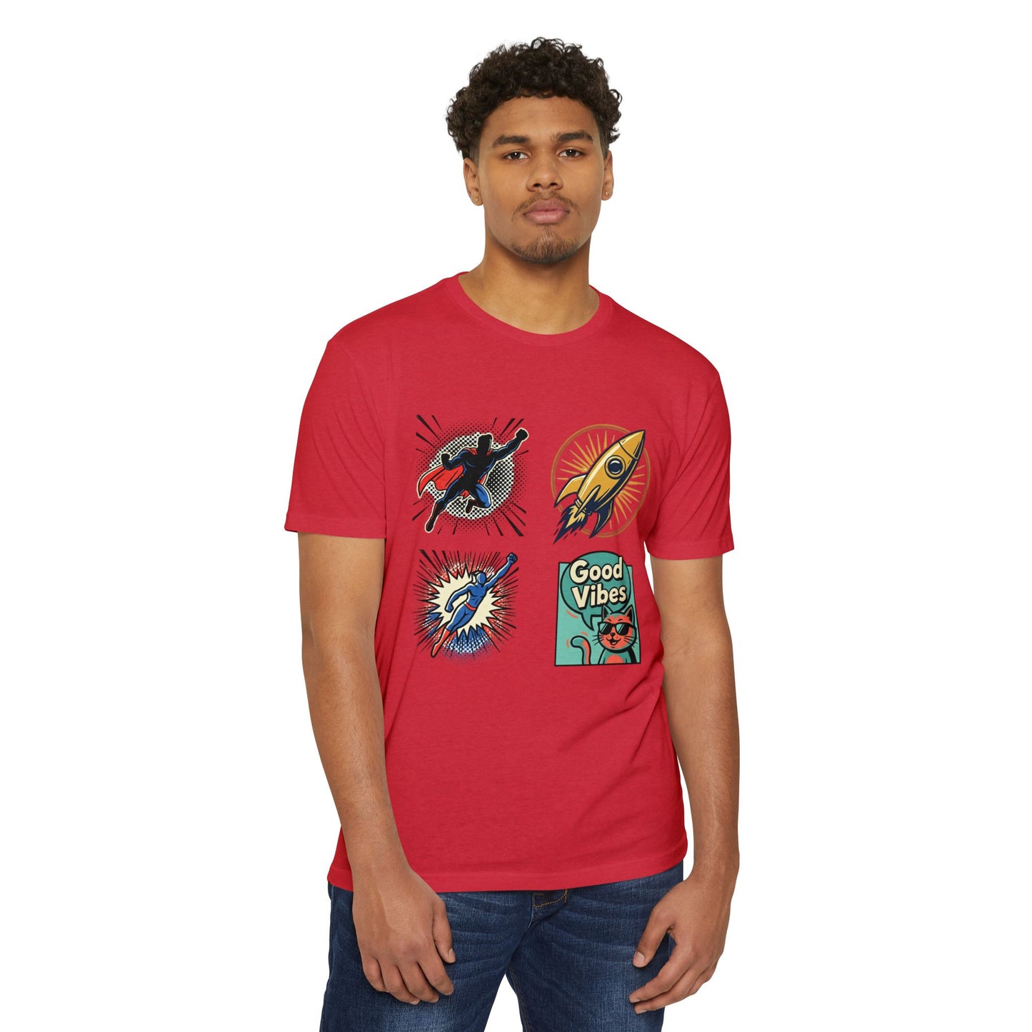 Good Vibes Rocket Retro Comic Patch T-Shirt