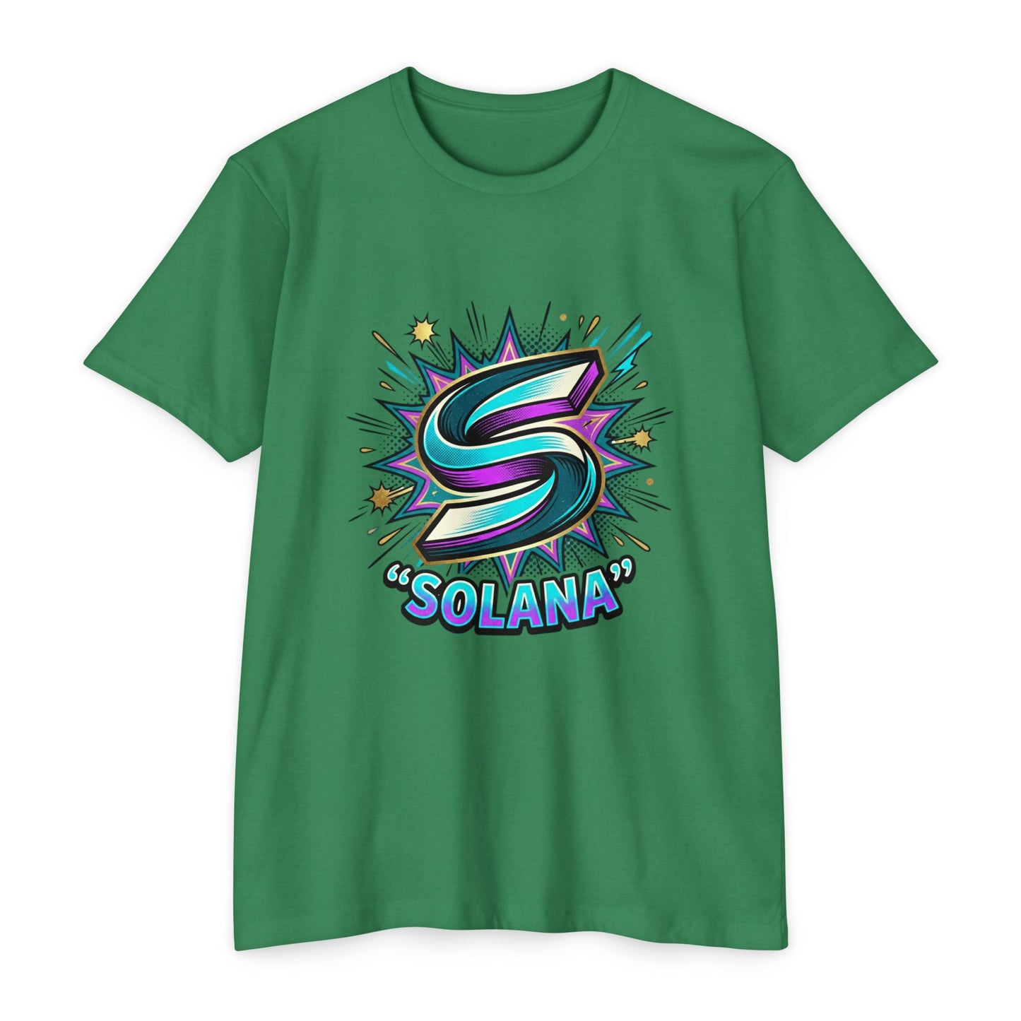 Camiseta com o logotipo Solana Comic — Camiseta Cripto Retrô Gamer