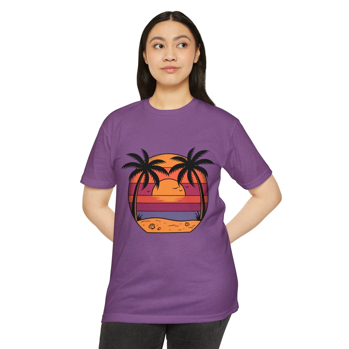 Sunset Palm Beach T-Shirt — Retro Tropical Sunset Graphic