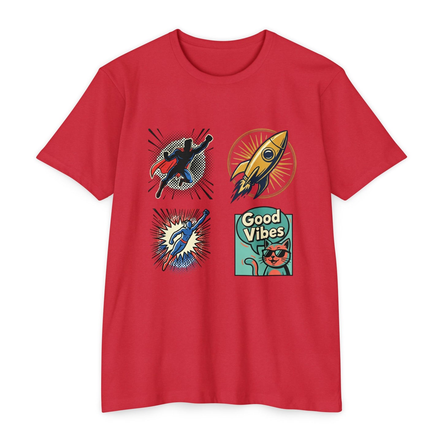 Good Vibes Rocket Retro Comic Patch T-Shirt