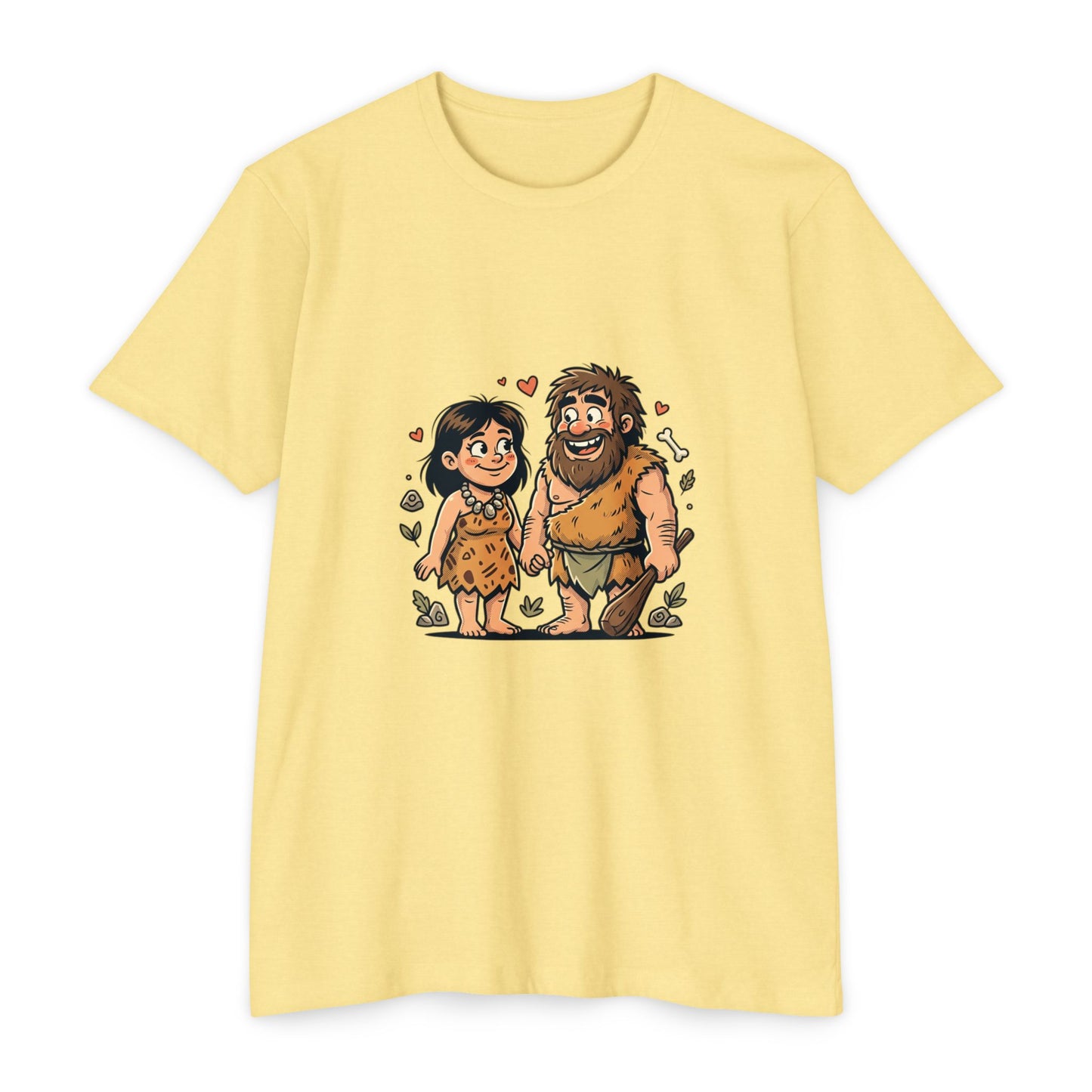 Caveman Couple Cartoon T-Shirt — Cute Prehistoric Love Graphic Tee