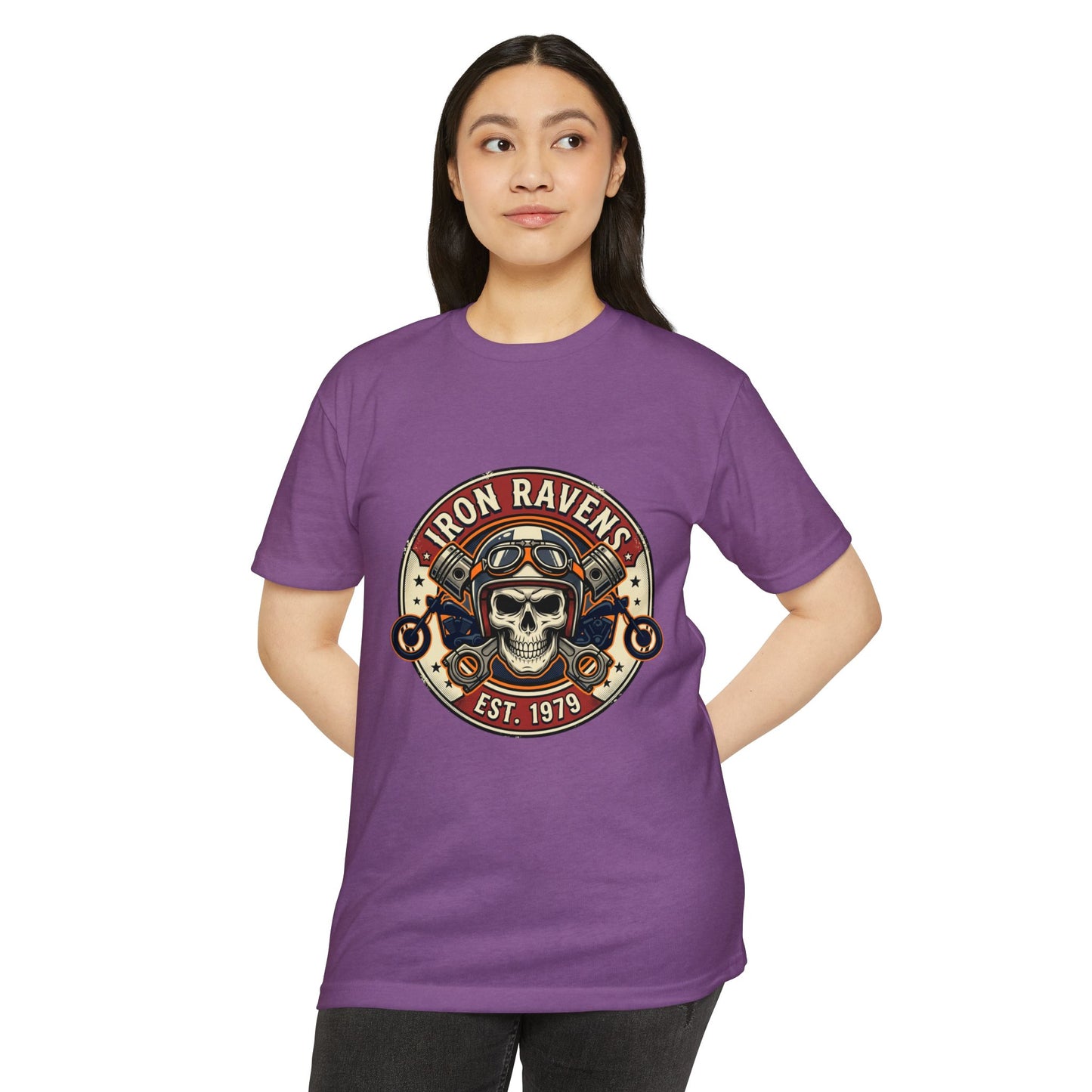 Iron Ravens Skull Motorcycle T-Shirt — Vintage Biker Graphic Tee (Est. 1979)