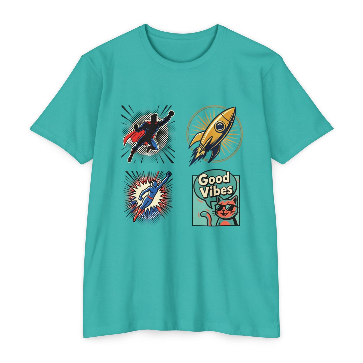 Good Vibes Rocket Retro Comic Patch T-Shirt
