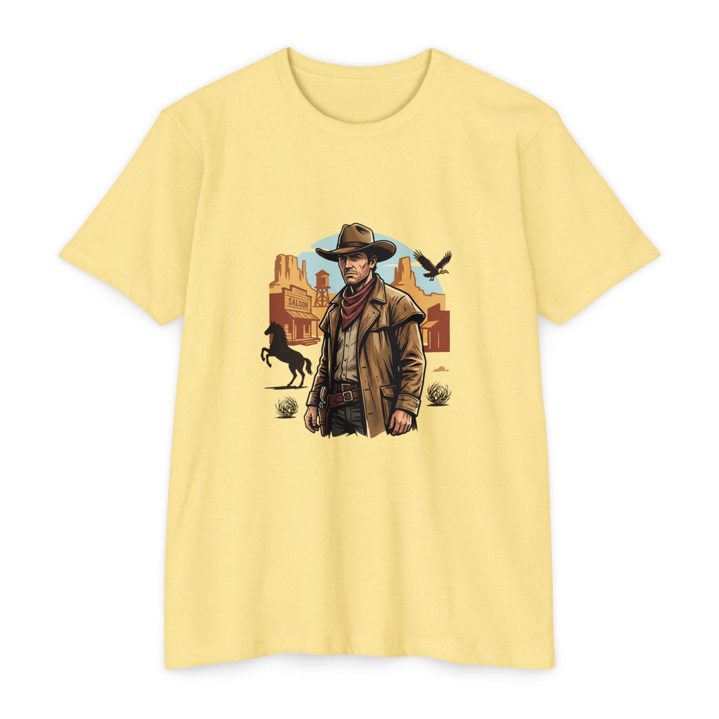 Western Cowboy Graphic T-Shirt — Desert Outlaw Illustration