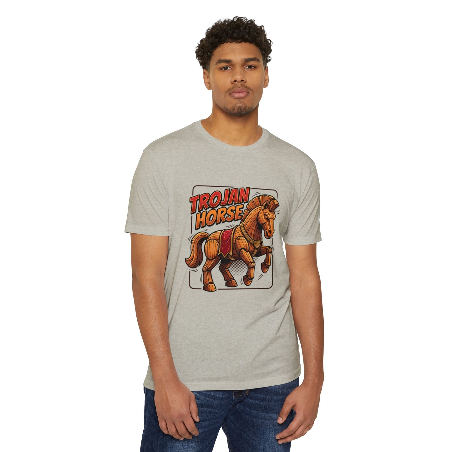 Trojan Horse Graphic Tee - Vintage Wooden Horse Illustration T-Shirt